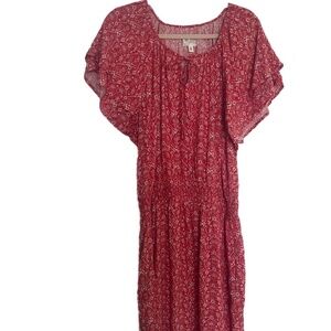 Boho Smocked Waist floral Beachy Flutter sleeves Flowy minimalist dress 2XP